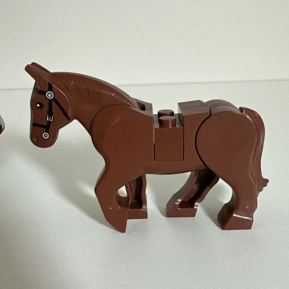 LEGO Brown Horse Minifigure w/ Movable Legs Black Bridle LOTR Western Farm Qty 2